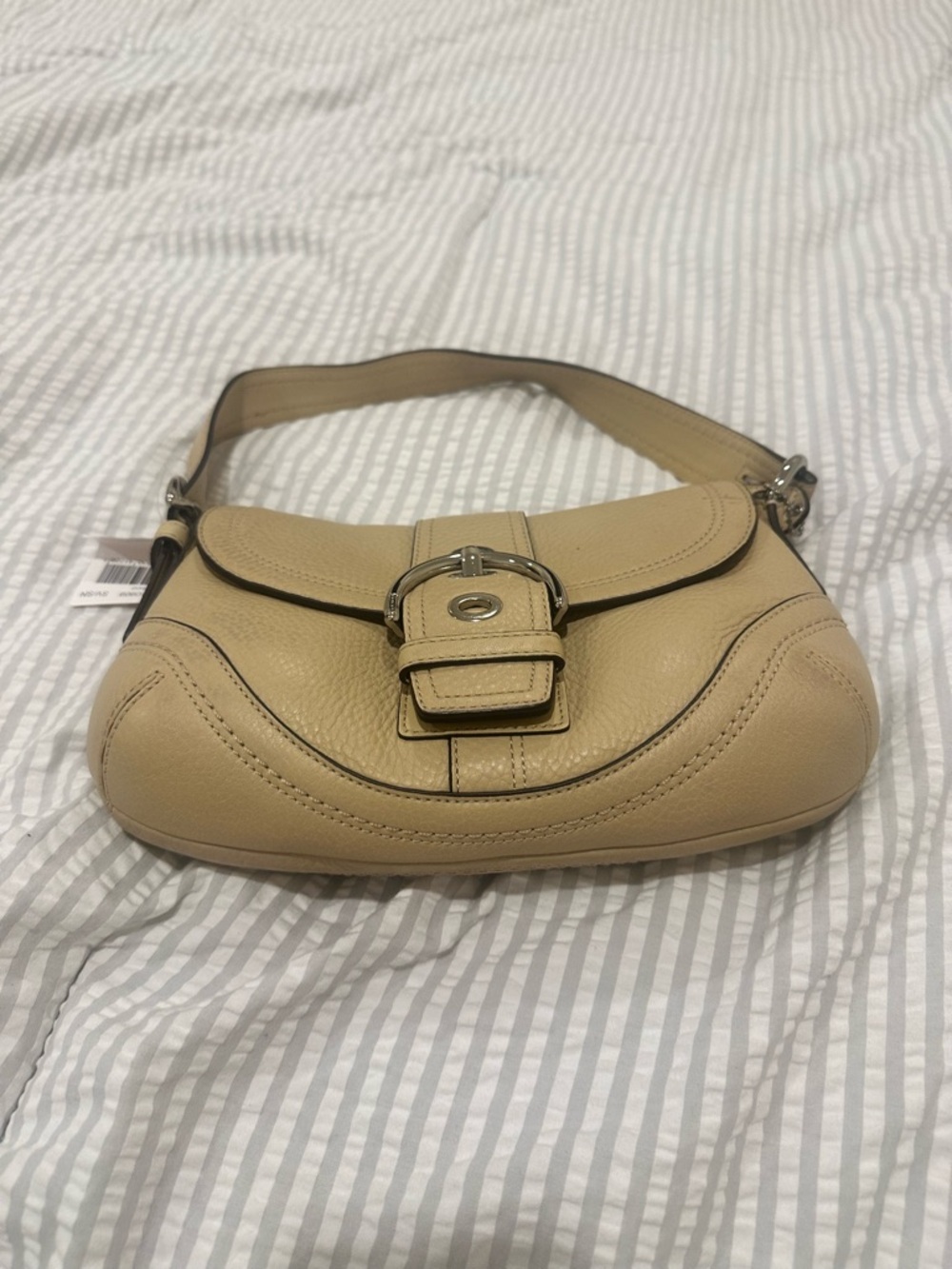 Coach F10909 Soho Flap Shoulder Bag Small Leather in Sand